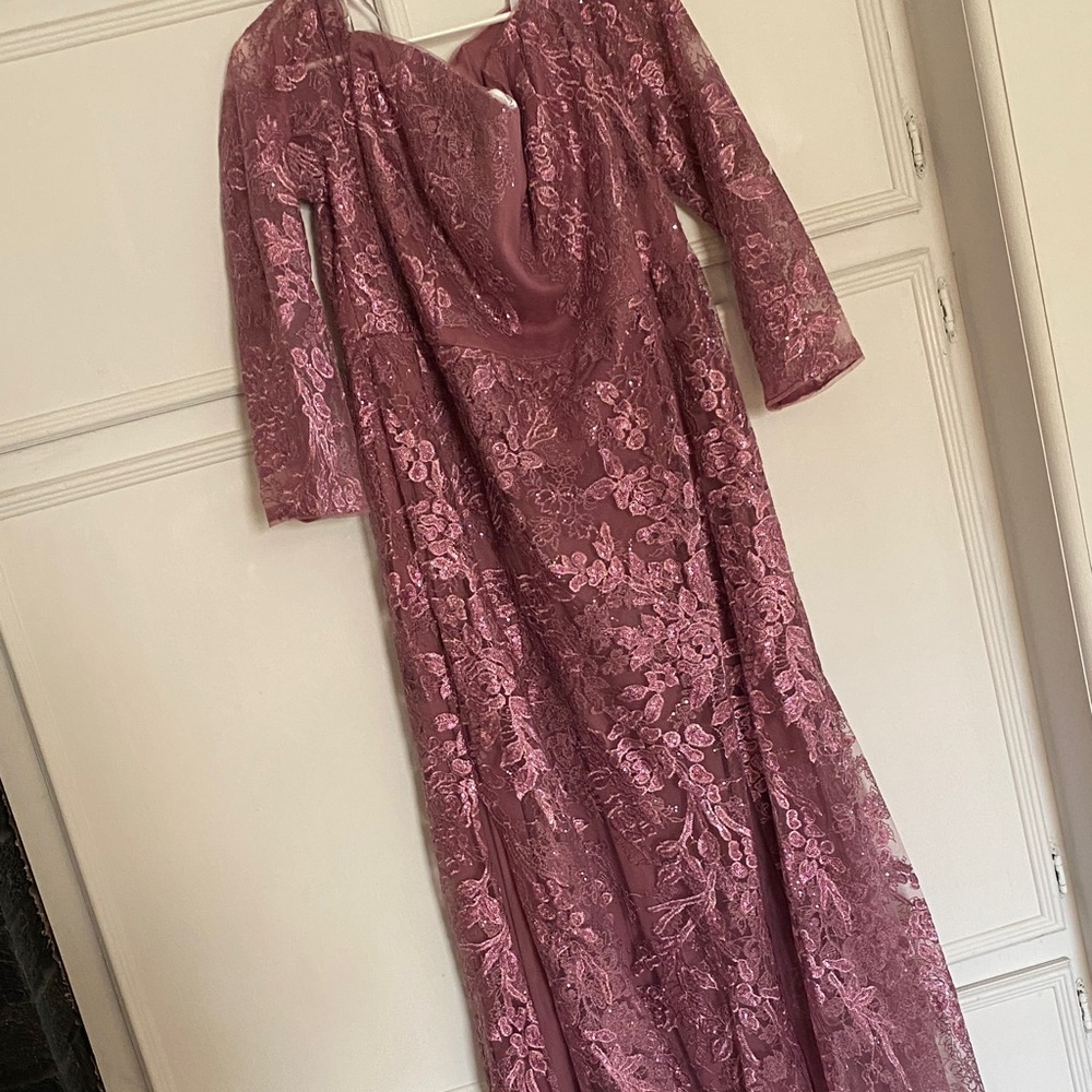 Oleg Cassini off-shoulder floral lace dress